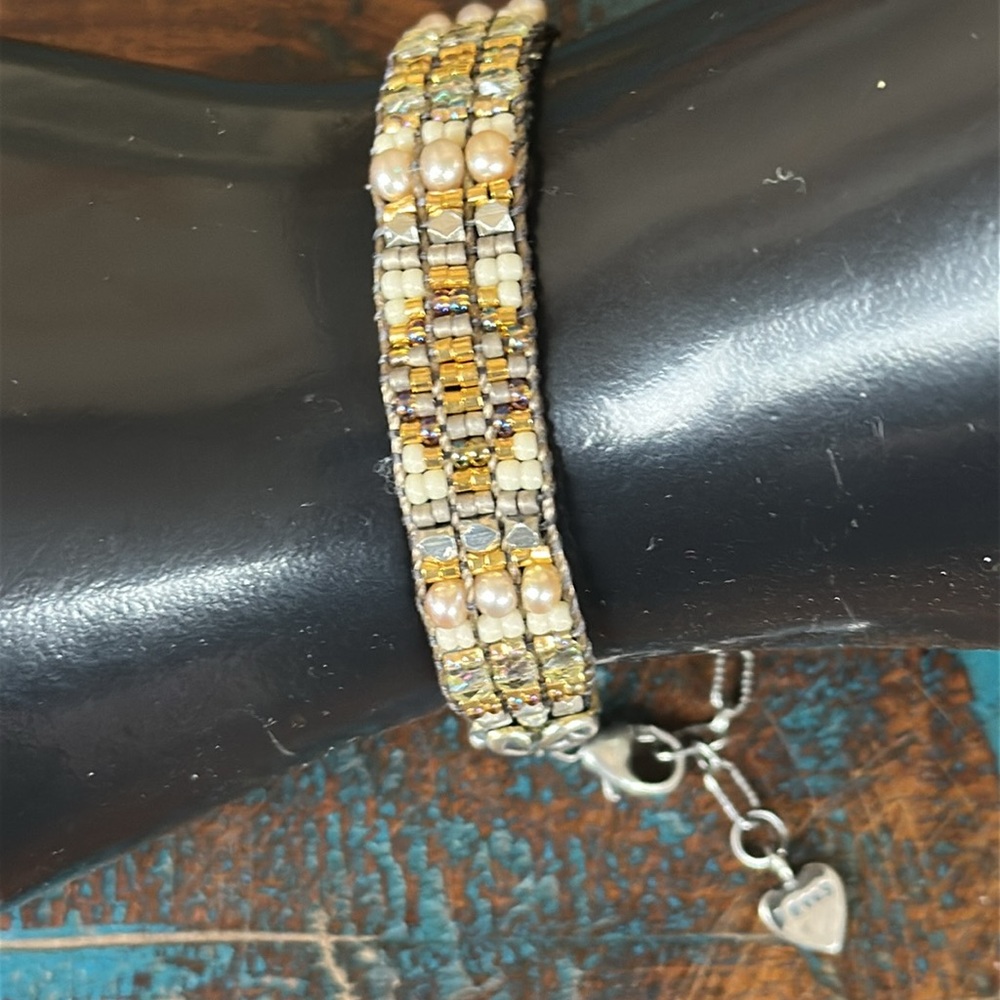 Adonnah Langer Chili Rose woven beaded bracelet. New in box from Sundance.